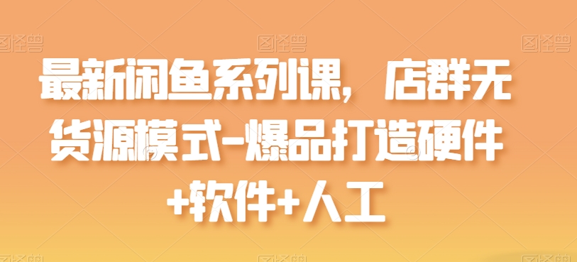 最新闲鱼系列课，店群无货源模式-爆品打造硬件+软件+人工-林文副业站