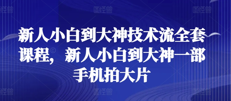新人小白到大神技术流全套课程，新人小白到大神一部手机拍大片-林文副业站