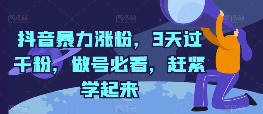 抖音暴力涨粉，3天过千粉，做号必看，赶紧学起来【揭秘】-林文副业站