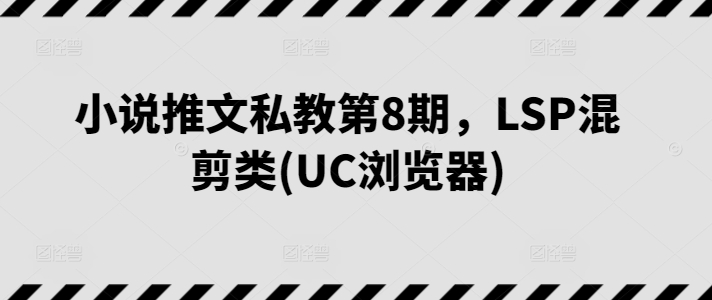 小说推文私教第8期，LSP混剪类(UC浏览器)-林文副业站