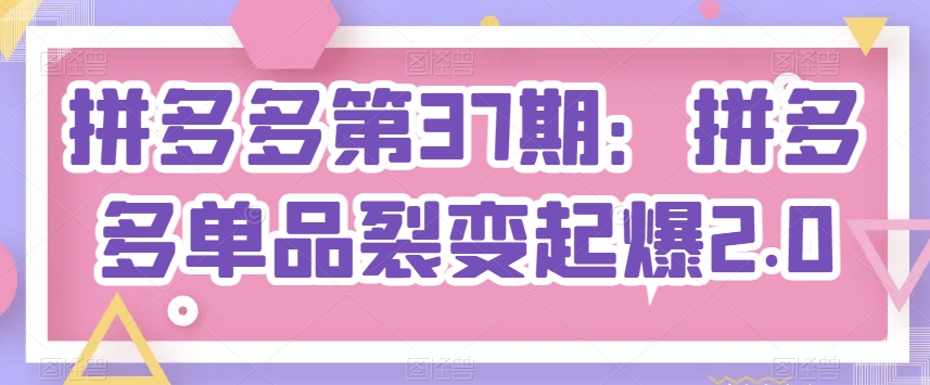 拼多多第37期：拼多多单品裂变起爆2.0-林文副业站