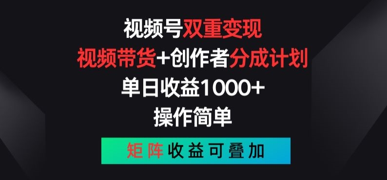 视频号双重变现，视频带货+创作者分成计划 , 操作简单，矩阵收益叠加【揭秘】-林文副业站