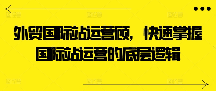 外贸国际站运营顾问，快速掌握国际站运营的底层逻辑-林文副业站