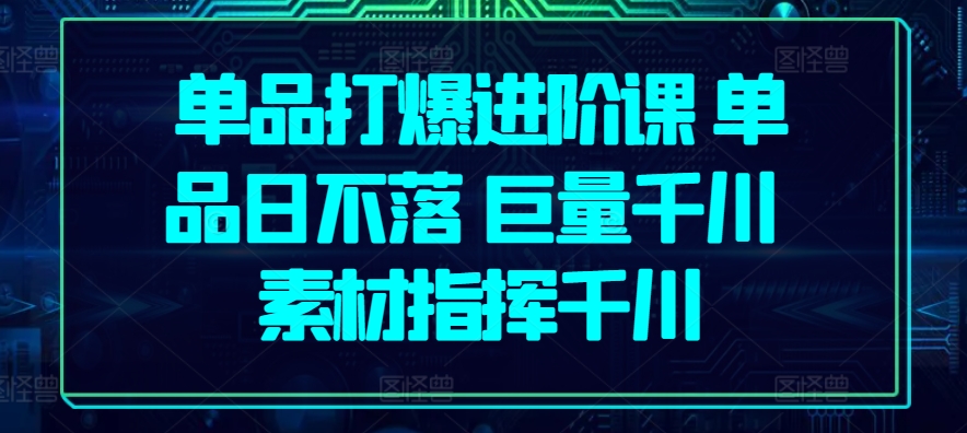 单品打爆进阶课 单品日不落 巨量千川 素材指挥千川-林文副业站