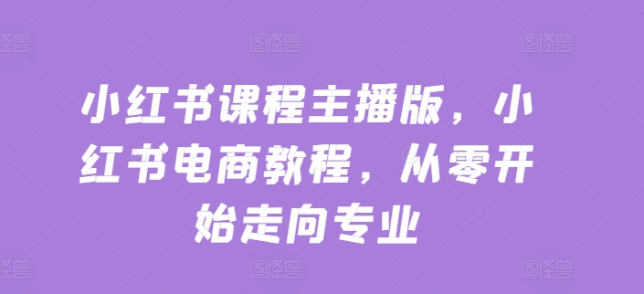 小红书课程主播版，小红书电商教程，从零开始走向专业-林文副业站