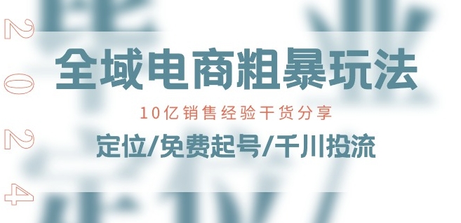 全域电商-粗暴玩法课：10亿销售经验干货分享!定位/免费起号/千川投流-林文副业站