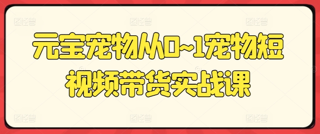 元宝宠物从0~1宠物短视频带货实战课-林文副业站
