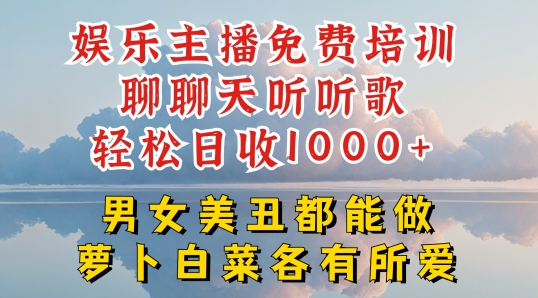 娱乐主播免费培训聊聊天听听歌轻松日收1K+，男女美丑都能做萝卜白菜各有所爱【揭秘】-林文副业站