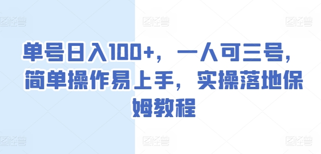 单号日入100+，一人可三号，简单操作易上手，实操落地保姆教程【揭秘】-林文副业站