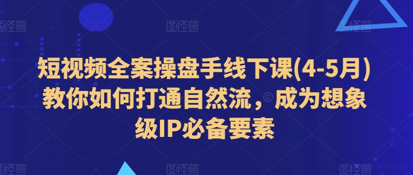 短视频全案操盘手线下课(4-5月)教你如何打通自然流，成为想象级IP必备要素-林文副业站