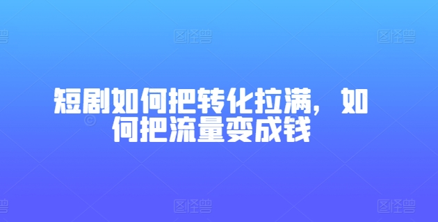 短剧如何把转化拉满，如何把流量变成钱-林文副业站
