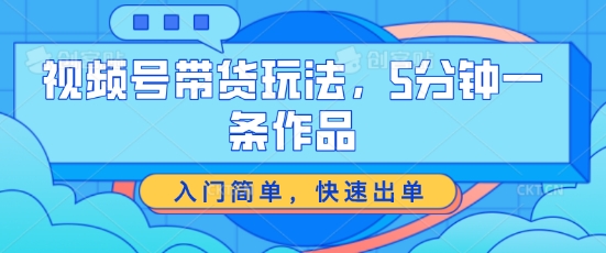 视频号带货玩法，5分钟一条作品，入门简单，快速出单【揭秘】-林文副业站