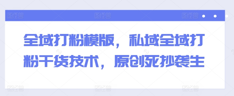 全域打粉模版，私域全域打粉干货技术，原创死抄袭生-林文副业站