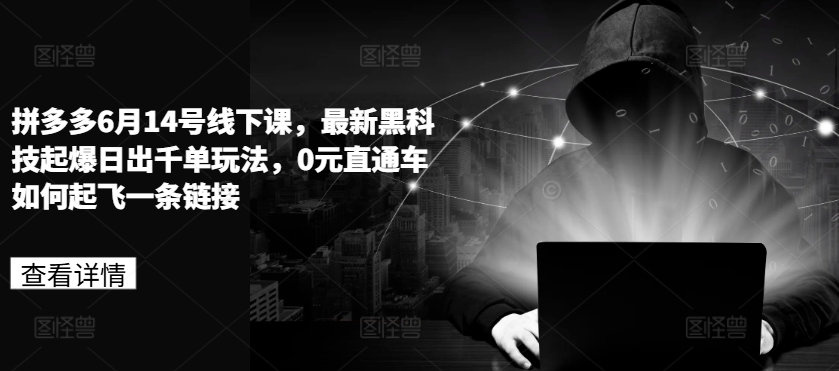 拼多多6月14号线下课，最新黑科技起爆日出千单玩法，0元直通车如何起飞一条链接-林文副业站