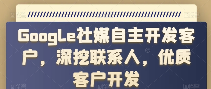 Google社媒自主开发客户，深挖联系人，优质客户开发-林文副业站