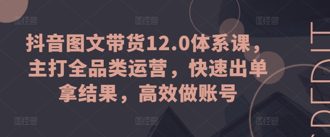 抖音图文带货12.0体系课，主打全品类运营，快速出单拿结果，高效做账号-林文副业站