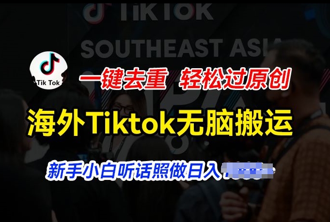 海外Tiktok短视频无脑搬运，一键去重轻松过原创，新手小白听话照做日入几张【揭秘】-林文副业站