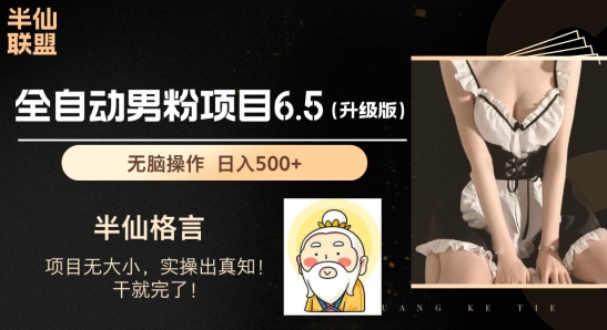 男粉项目6.5升级版，全自动男粉项目，日收入1K+【揭秘】-林文副业站