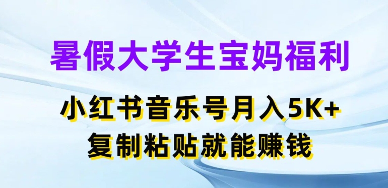 暑假大学生宝妈福利，小红书音乐号月入5000+，复制粘贴就能赚钱【揭秘】-林文副业站