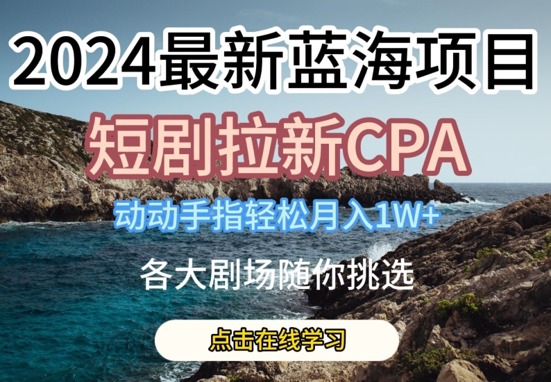 2024最新蓝海项日，短剧拉新CPA，动动手指轻松月入1W，全各大剧场随你挑选【揭秘】-林文副业站