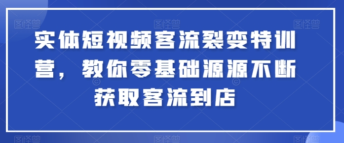 实体短视频客流裂变特训营，教你零基础源源不断获取客流到店-林文副业站