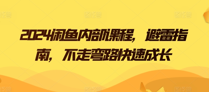 2024闲鱼内部课程，避雷指南，不走弯路快速成长-林文副业站