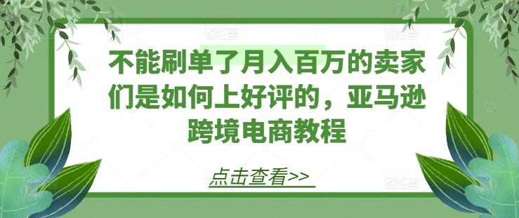 不能刷单了月入百万的卖家们是如何上好评的，亚马逊跨境电商教程-林文副业站