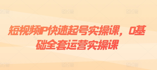 短视频IP快速起号实操课，0基础全套运营实操课，爆款内容设计+粉丝运营+内容变现-林文副业站
