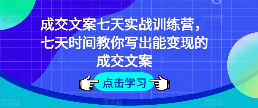 成交文案七天实战训练营，七天时间教你写出能变现的成交文案-林文副业站