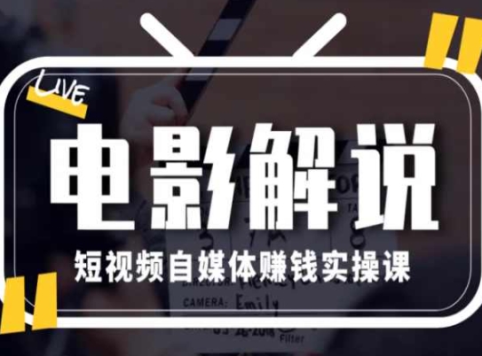电影解说短视频自媒体赚钱实操课，教你做电影解说短视频，月赚1万-林文副业站