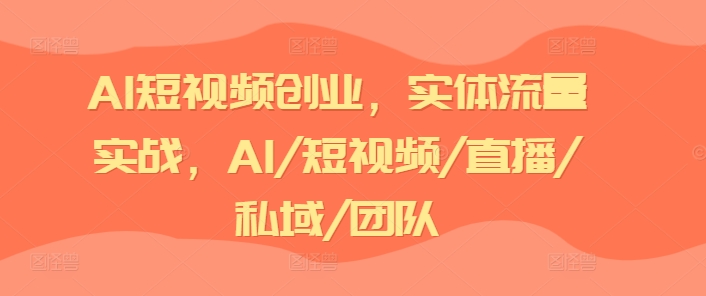 AI短视频创业，实体流量实战，AI/短视频/直播/私域/团队-林文副业站