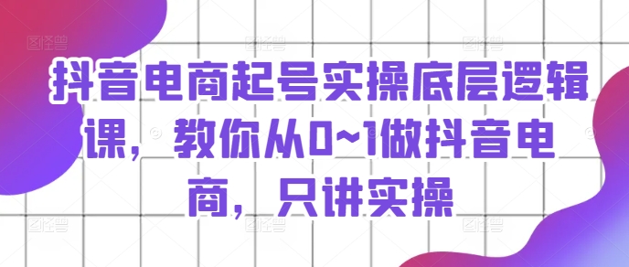 抖音电商起号实操底层逻辑课，教你从0~1做抖音电商，只讲实操-林文副业站