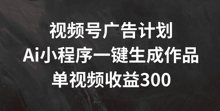 视频号广告计划，AI小程序一键生成作品， 单视频收益300+【揭秘】-林文副业站