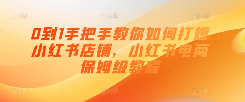 0到1手把手教你如何打爆小红书店铺，小红书电商保姆级教程-林文副业站