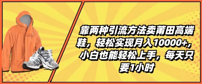 靠两种引流方法卖莆田高端鞋，轻松实现月入1W+，小白也能轻松上手，每天只要1小时【揭秘】-林文副业站