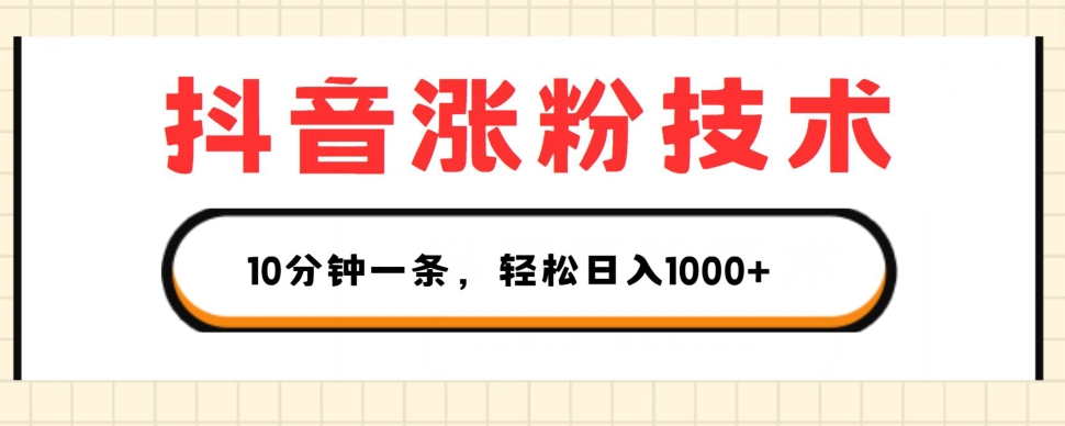 抖音涨粉技术，1个视频涨500粉，10分钟一个，3种变现方式，轻松日入1K+【揭秘】-林文副业站