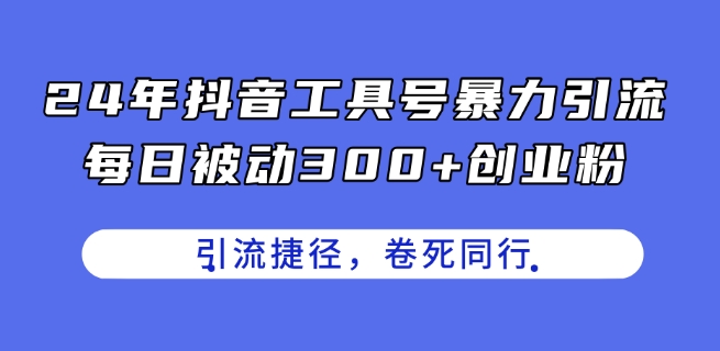 24年抖音工具号暴力引流，每日被动300+创业粉，创业粉捷径，卷死同行【揭秘】-林文副业站