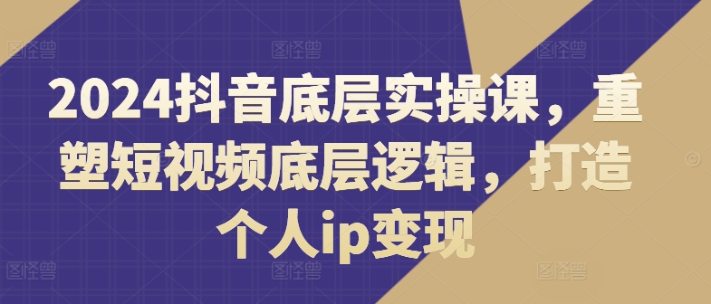 2024抖音底层实操课，​重塑短视频底层逻辑，打造个人ip变现-林文副业站