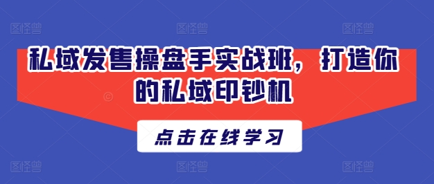 私域发售操盘手实战班，打造你的私域印钞机-林文副业站