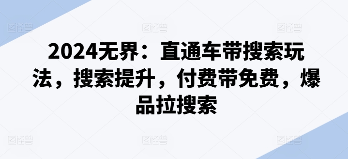 2024无界：直通车带搜索玩法，搜索提升，付费带免费，爆品拉搜索-林文副业站