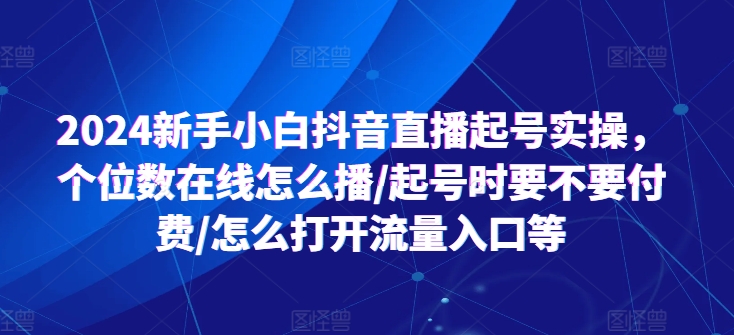 2024新手小白抖音直播起号实操，个位数在线怎么播/起号时要不要付费/怎么打开流量入口等-林文副业站