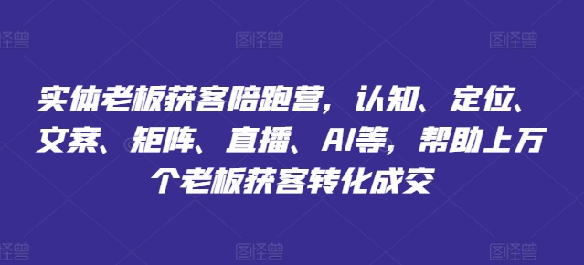 实体老板获客陪跑营，认知、定位、文案、矩阵、直播、AI等，帮助上万个老板获客转化成交-林文副业站