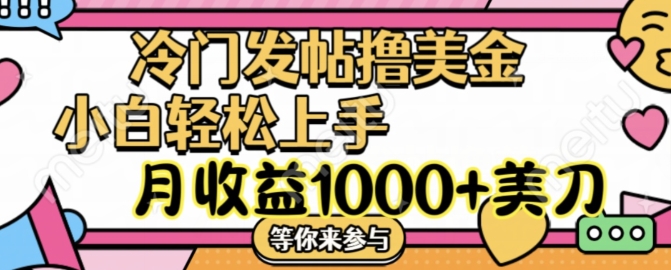 冷门发帖撸美金项目，月收益1000+美金，简单无脑，干就完了【揭秘】-林文副业站