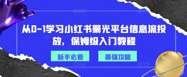 从0-1学习小红书聚光平台信息流投放，保姆级入门教程-林文副业站