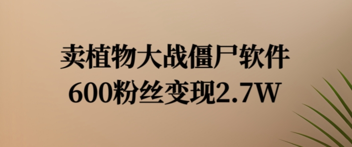 卖植物大战僵尸软件，600粉丝变现2.7W【揭秘】-林文副业站