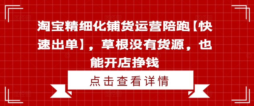 淘宝精细化铺货运营陪跑【快速出单】，草根没有货源，也能开店挣钱-林文副业站