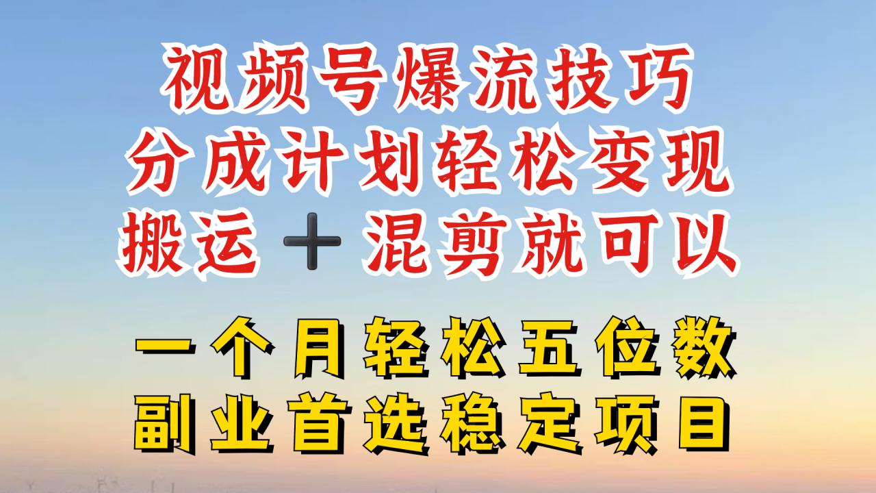 视频号分成最暴力赛道，几分钟出一条原创，最强搬运+混剪新方法，谁做谁爆【揭秘】-林文副业站