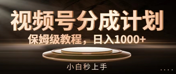 视频号分成计划保姆级教程，日入1K，小白秒上手【揭秘】-林文副业站