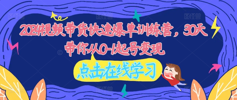 2024视频带货快速爆单训练营，30天带你从0-1起号变现-林文副业站