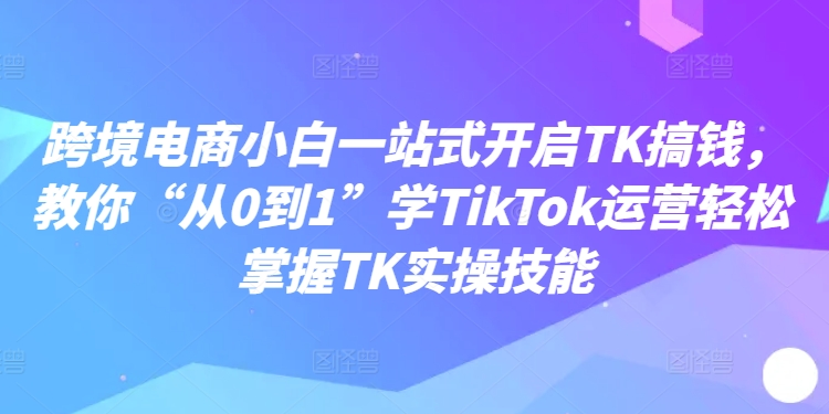 跨境电商小白一站式开启TK搞钱，教你“从0到1”学TikTok运营轻松掌握TK实操技能-林文副业站
